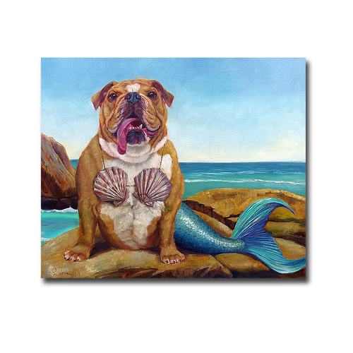 Artistic Home Gallery 1518J554IG Mermaid Dog by Lucia Heffernan Premiu