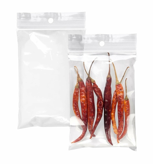 Pack of 1000 Polypropylene Bags With Hang Hole, 4 x 6. Clear Plastic