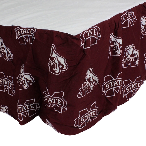 College Covers MSTDRQU Mississippi State Bulldogs Printed Dust Ruffle&