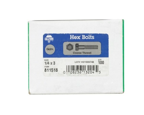 Hillman 811518 0.25 x 3 in. Galvanized Hex Bolt