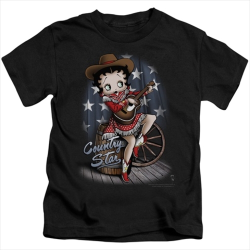 Boop-Country Star - Short Sleeve Juvenile 18-1 Tee- Black - Medium 5-6