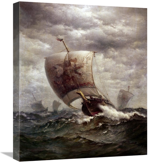 Global Gallery GCS-280601-22-142 22 in. Viking Ships at Sea Art Print 