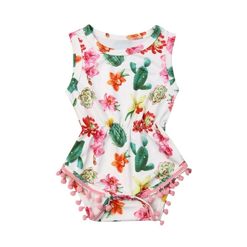 US Newborn Kid Baby Girls Cactus Romper Bodysuit