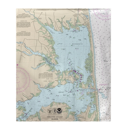 Betsy Drake BK12216RB 50 x 60 in. Reboboth Bay, DE Nautical Map Fl