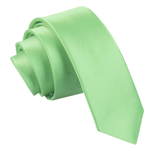 Plain Satin Skinny Tie - Lime Green