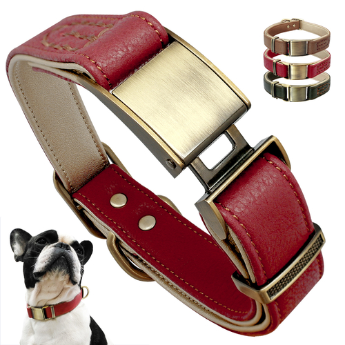 Dog Collar Leather Pet Collars Adjustable Padded