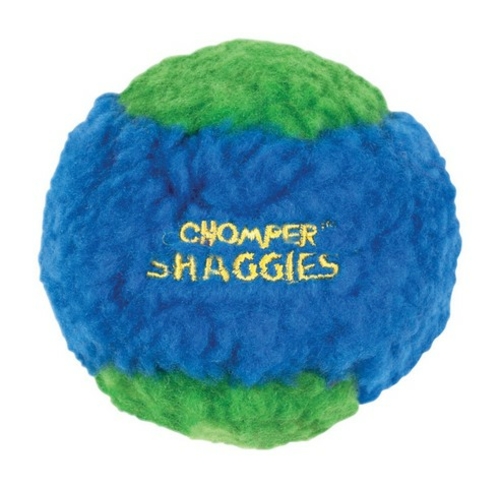 Chompers PlSH218M 3 in. Shaggies Rubber Squeaker Ball Dog Toy