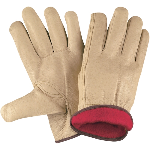 Box Partners GLV1062XL Pigskin Leather Drivers Gloves Lined, Natur