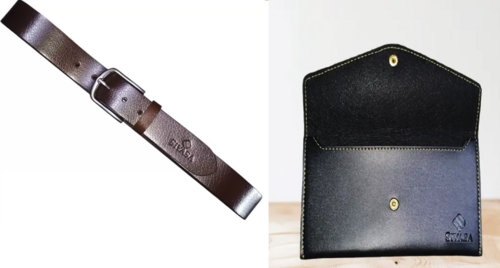 Leather Belt & Casual, Formal Brown Wallet Pack of 2