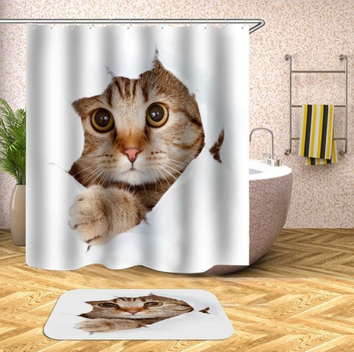 Cat Says Hello Shower Curtain