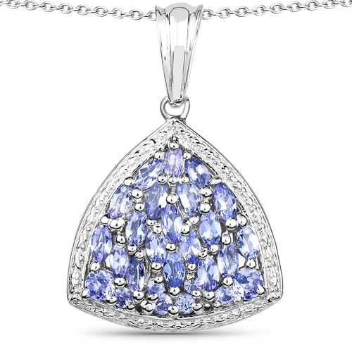 1.96 Carat Genuine Tanzanite .925 Sterling Silver Pendant