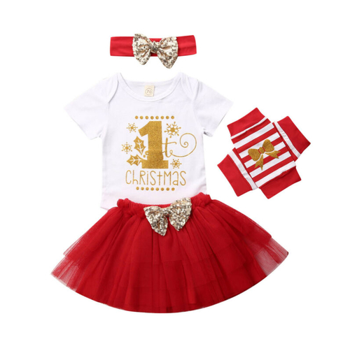 0 24M Infant Baby Girl 4PCS Clothes Sets Christmas