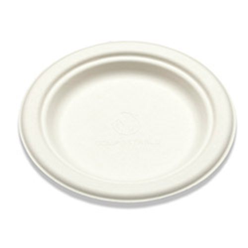 Main Bridge-Gate WHBRG-07 CPC 7 in. Sugarcane Bagasse Plate, White - Ca image