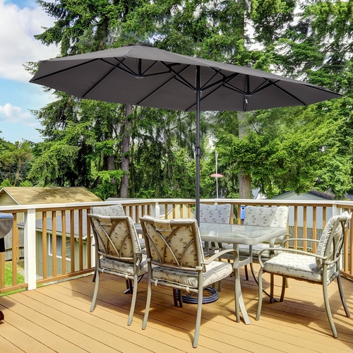 Outsunny 15' Double-Sided Patio Umbrella Parasol Sun Shelter Canopy