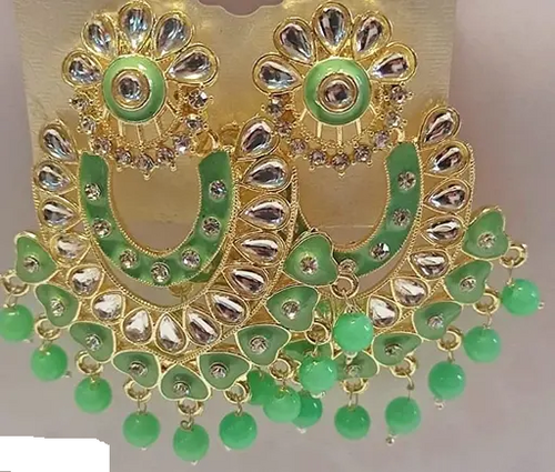Women's TRADITIONAL WEDDING DESIGN KUNDAN STONE WORK JHUMKA Color