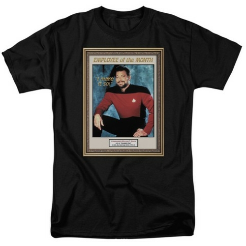 Trevco Star Trek-Employee Of Month - Short Sleeve Adult 18-1 Tee - Bla