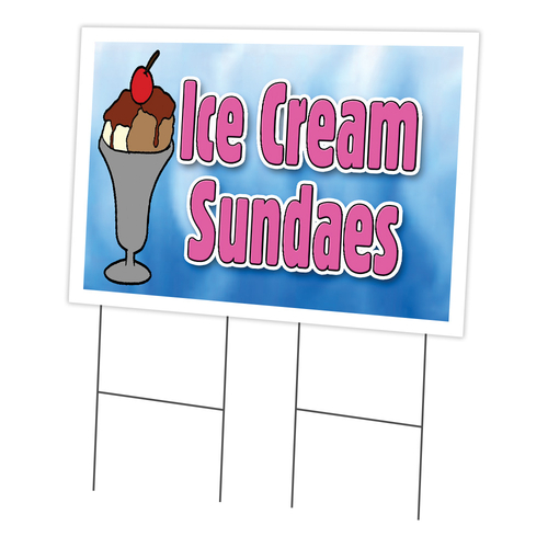 SignMission C-2436-DS-Ice Cream Sundaes 24 x 36 in. Yard Sign & Stake 