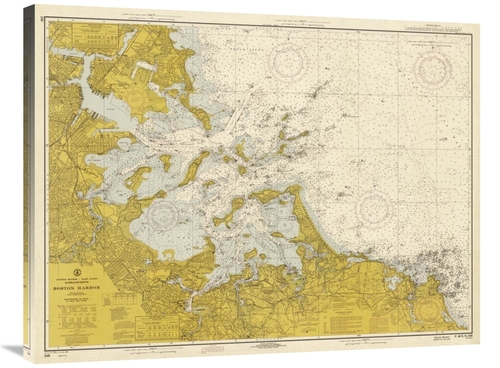 Global Gallery GCS-450549-36-142 36 in. Nautical Chart - Boston Harbor