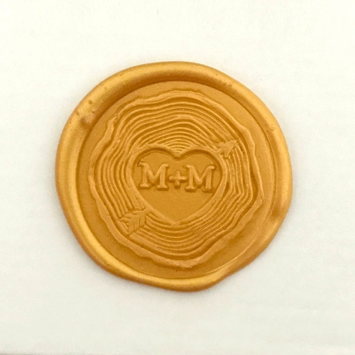 Tree Ring Heart Initials Wax Seal Stamp Personalized Wedding