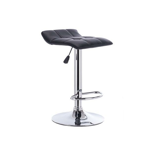 2Pcs Daisy Swivel Adjustable Barstools Black Low Back Quilted Chrome