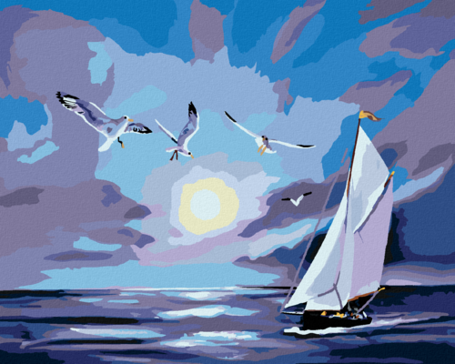 Zuty - Paint by Numbers - SEAGULL OVER THE SEA (D. RUSTY RUST), 40x50