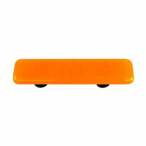Hot Knobs HK1009-PA Pumpkin Orange Rectangle Glass Cabinet Pull - Alum