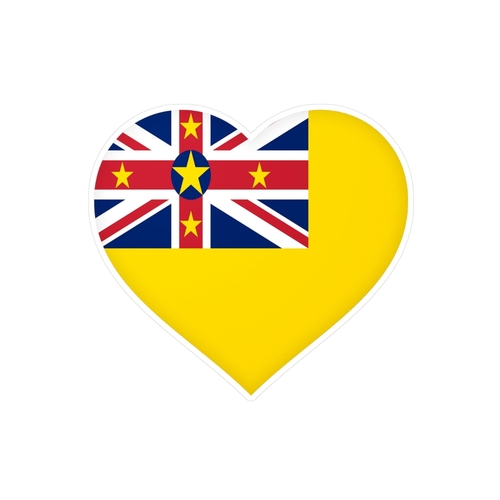 Autocollant en coeur Drapeau de Niue en plusieurs tailles