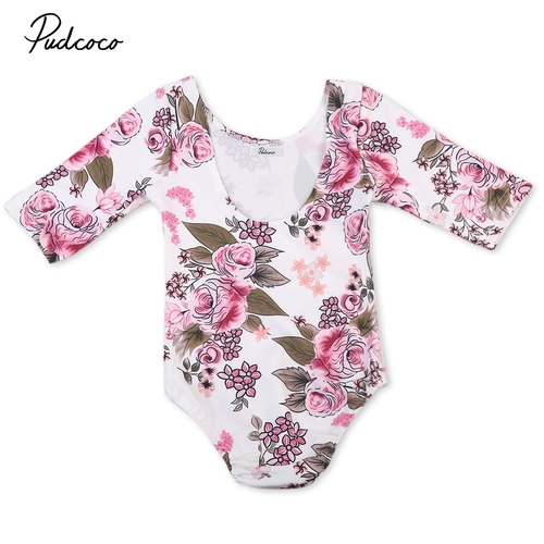 Baby Kids Girls Flower Bodysuits Toddler Girl Half