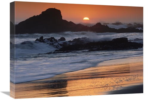 18 x 24 in. Crashing Surf on Rocks at Sunset, Point Piedras Blanca
