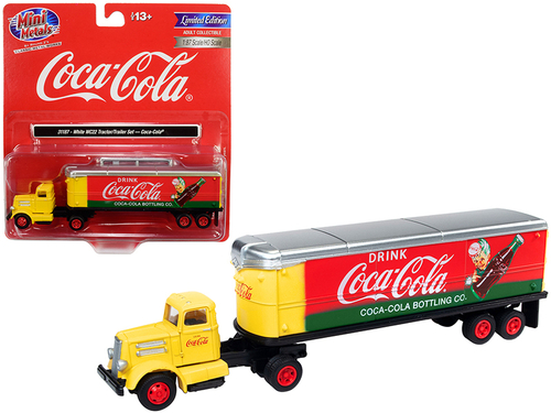 White WC22 Tractor Trailer \Coca-Cola\" Yellow and Red 1/87 (HO) Scale