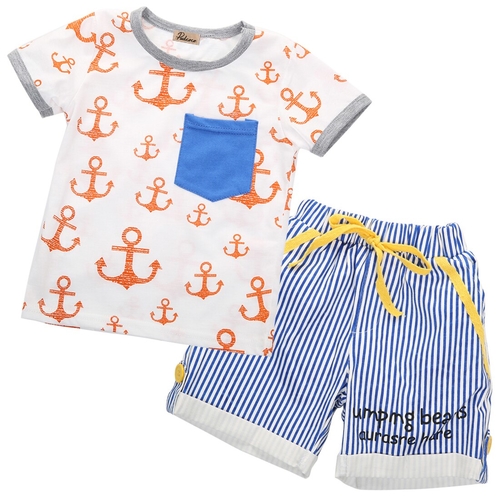 Cartoon Cute Striped Toddler Kids Boys Summer