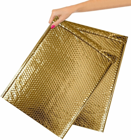 Metallic Gold Bubble Mailers 12 x 17, Poly Padded Envelopes Pack of