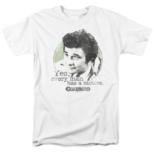Trevco Columbo-Motive Short Sleeve Adult 18-1 Tee, White - Small