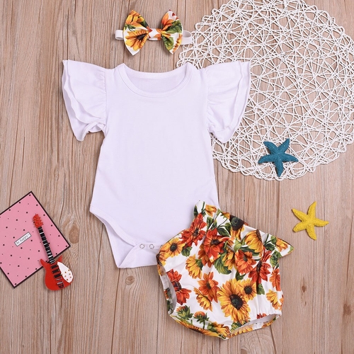 2019 Infant Small Fresh Baby Girls Solid Romper