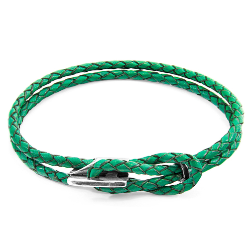 Fern Green Padstow Silver & Leather Bracelet