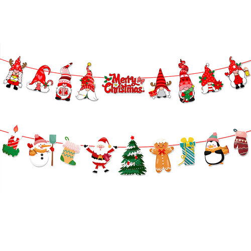 2Pack 3M Christmas Bunting Banners Garland Wall Decor Elk Snowman