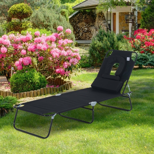 Outsunny Sun Lounger Foldable Recliner Seat Garden Lawn Seat Bed w/