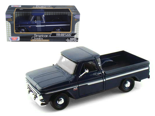 1966 Chevrolet C10 Fleetside Pickup Truck Dark Blue 1/24 Diecast Car