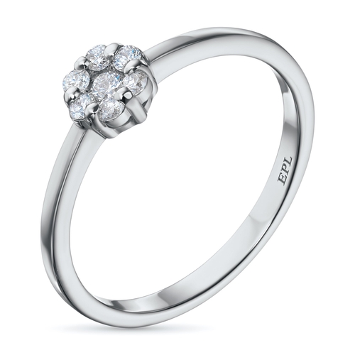 Sterling Silver Ring with 7 Round-Cut Lab-Created Diamonds 0.122 CT.TW