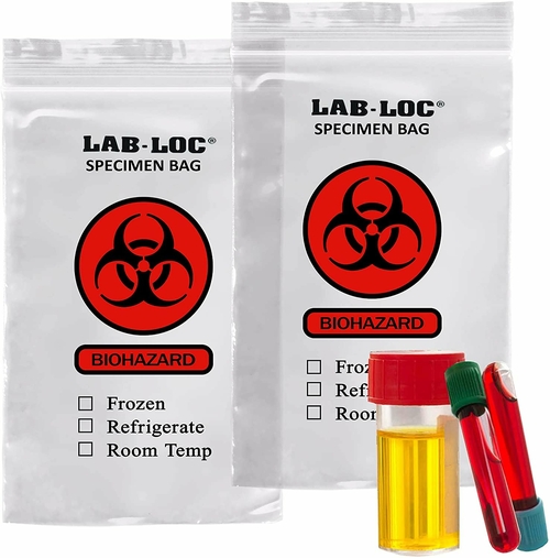 Pack of 1000 Biohazard 3 Wall Specimen Transfer Bags 6 x 9. Zipper