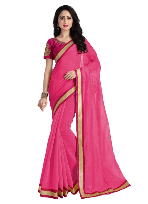 Generic Women's  Georgette Saree (Pink, 5.5-6mtrs)