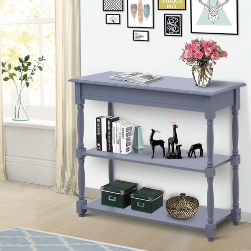 HOMCOM Entryway Wood Console Table with 2-tier of Shelves Hallway