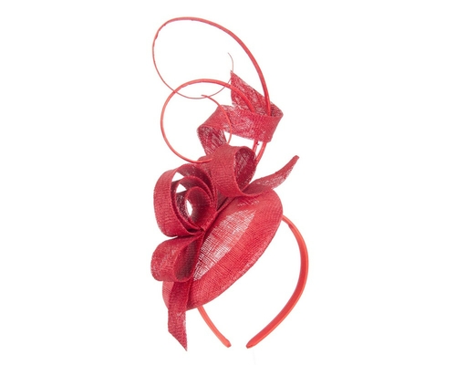 Tall red sinamay racing fascinator