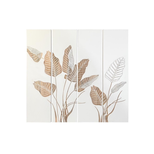 Set of 4 pictures DKD Home Decor Tropical Leaf of a plant (30 x 3 x