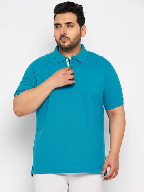 Men's Polo Neck Half Sleeve Tshirt (Size-L) (Color-BLUE)