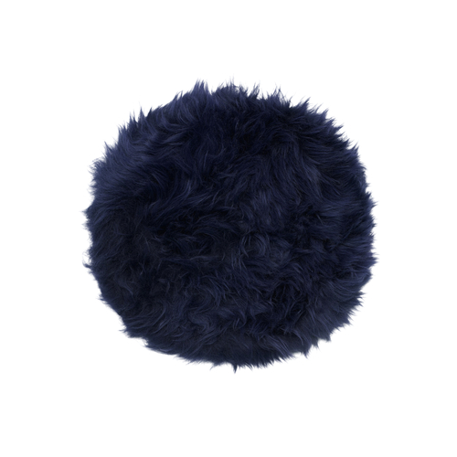 Dark blue genuine sheepskin chair pad | Round