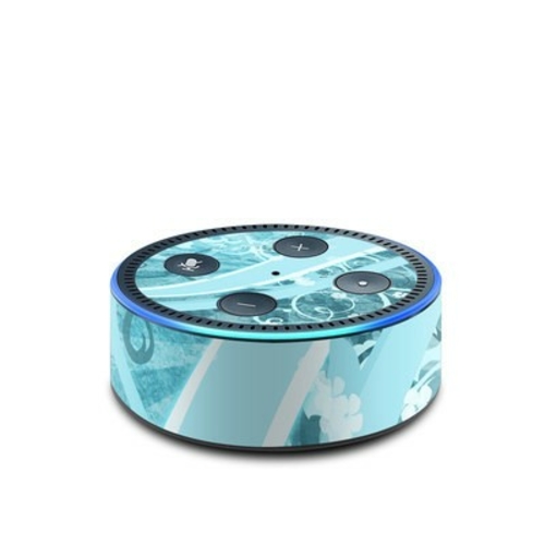 DecalGirl AED2-FLOR-BLU Amazon Echo Dot 2nd Gen Skin - Flores Agua