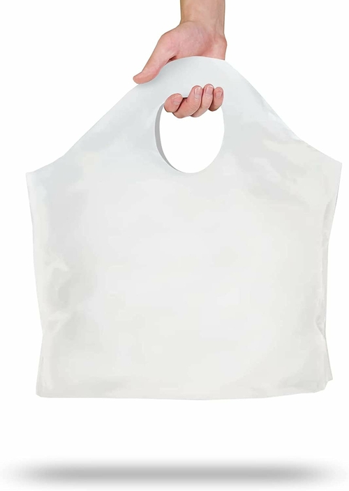 PUREVACY White Super Wave Top Carry Out Bags, Gusseted To Go Bags,