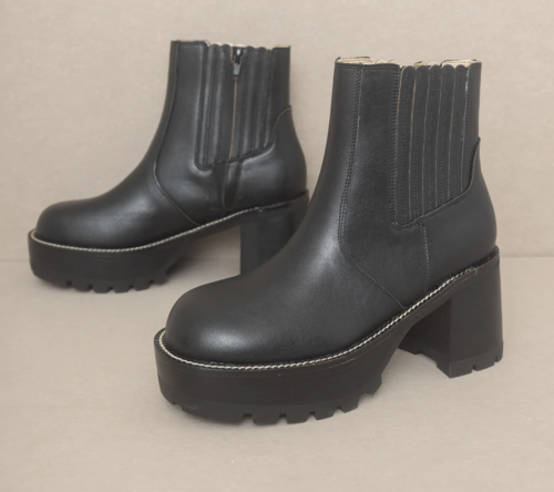 The Allison Midnight Chunky Platform Paneled Boots 