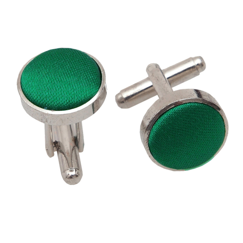 Plain Satin Cufflinks - Emerald Green